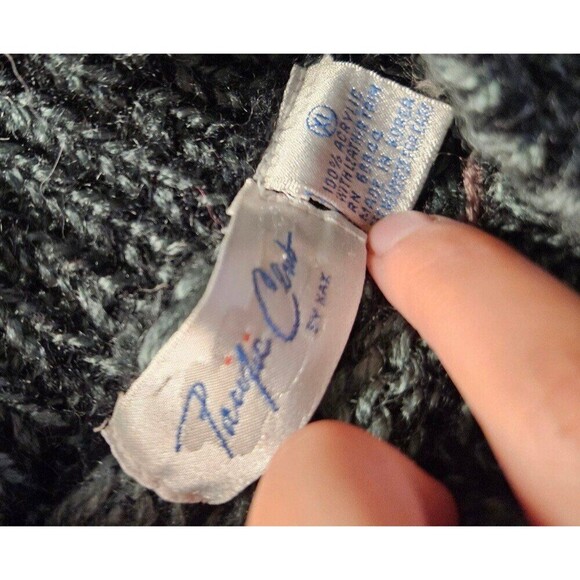 Pacific Club Vintage Sweater Black and Gray Brown w/ Leather accent - Picture 6 of 6